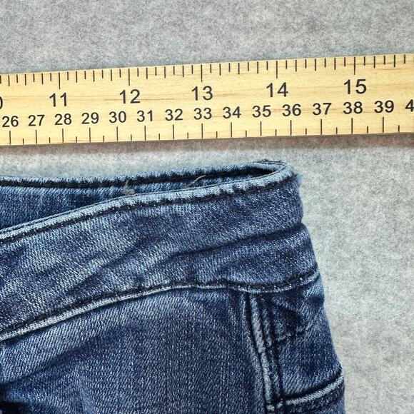 Wit & Wisdom Jeans SZ 2 Medium Wash Denim Frayed Hem Floral Embroidered Low Rise - Picture 6 of 9